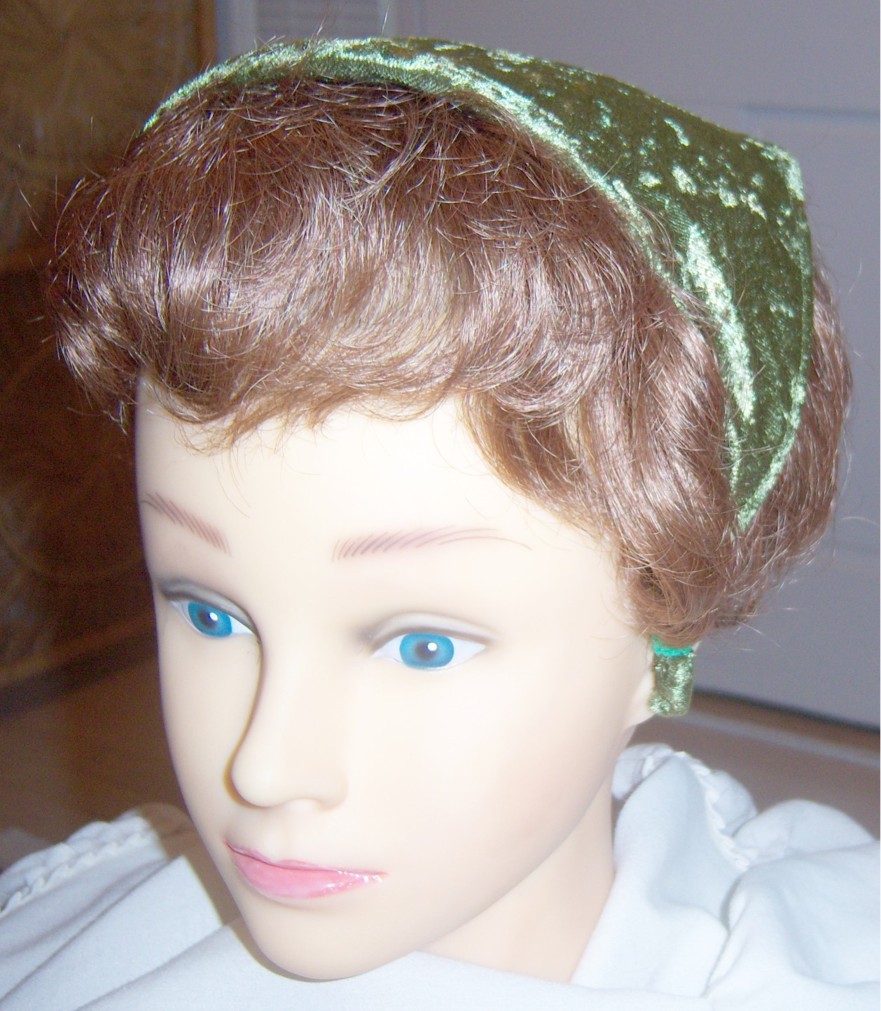 Girl's Olive Green Velour Bandana Hat